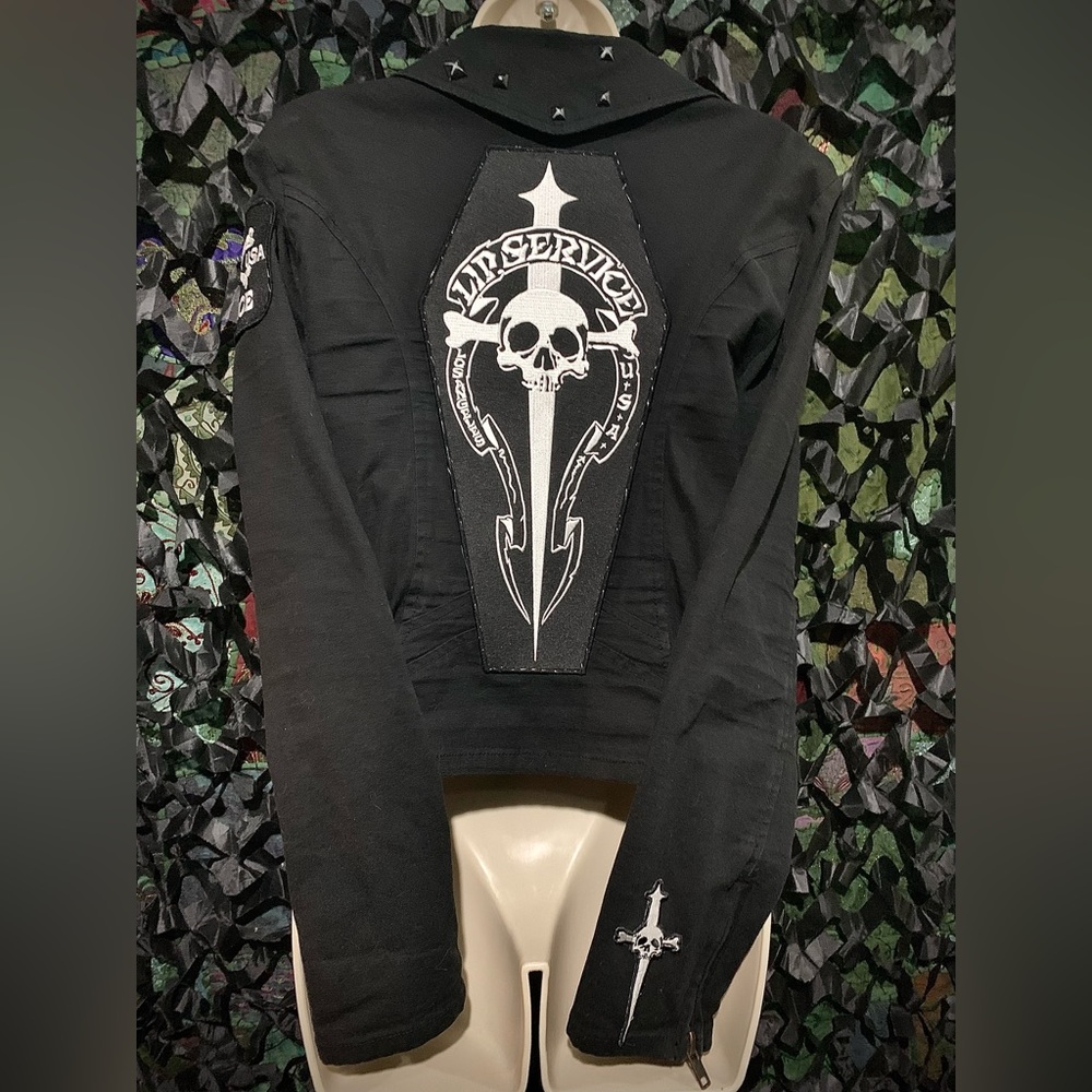 OOAK CUSTOM Vtg Lip Service studded, patched & pinned Moto Jacket 🔥